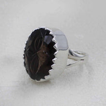 Artisan-Carved Smoky Quartz Ring with Silver Setting