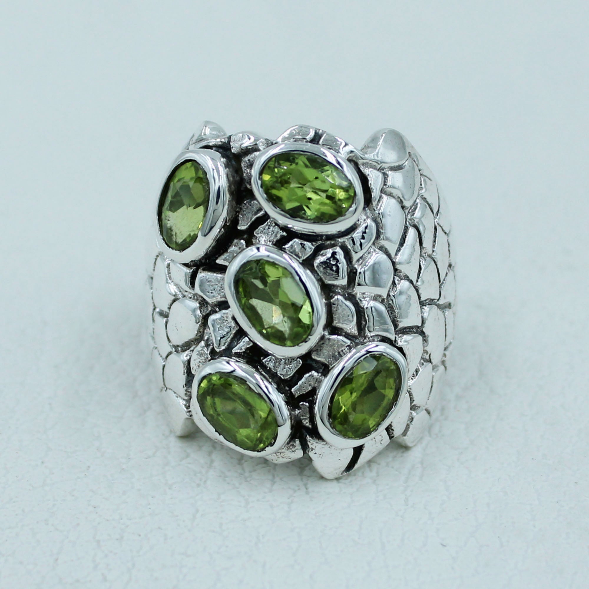 Women Green Peridot Cluster Ring