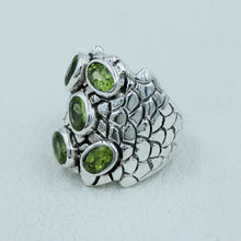 Women Green Peridot Cluster Ring
