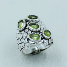 Women Green Peridot Cluster Ring