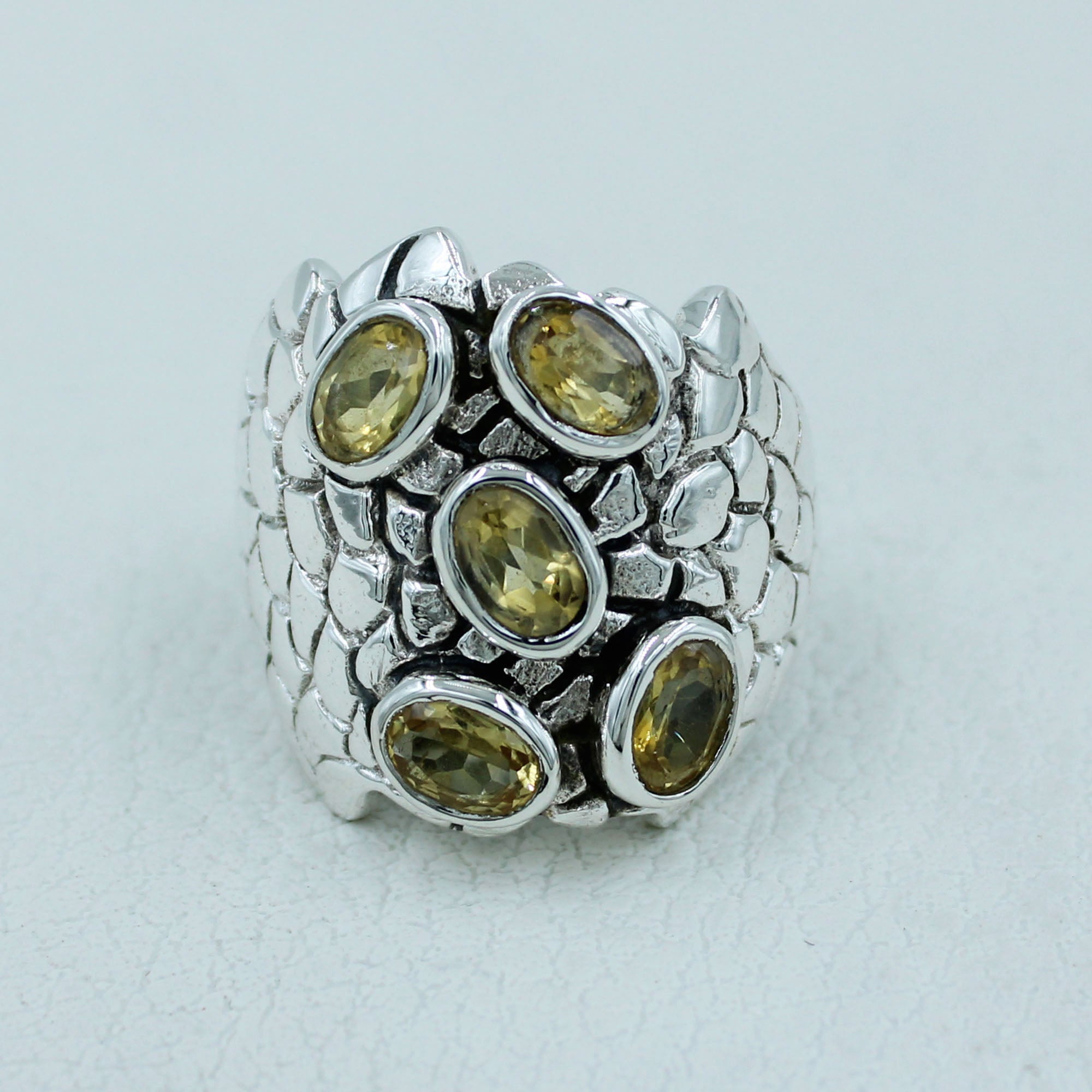 Citrine 925 Silver Cluster Ring