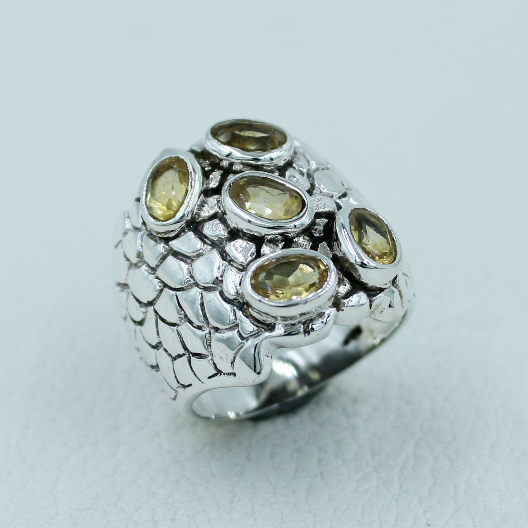 Citrine 925 Silver Cluster Ring