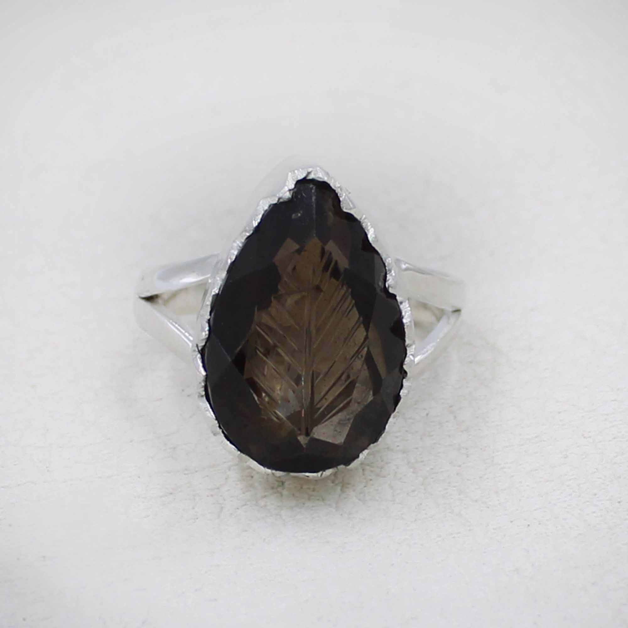 Carved Smoky Quartz Statement Ring