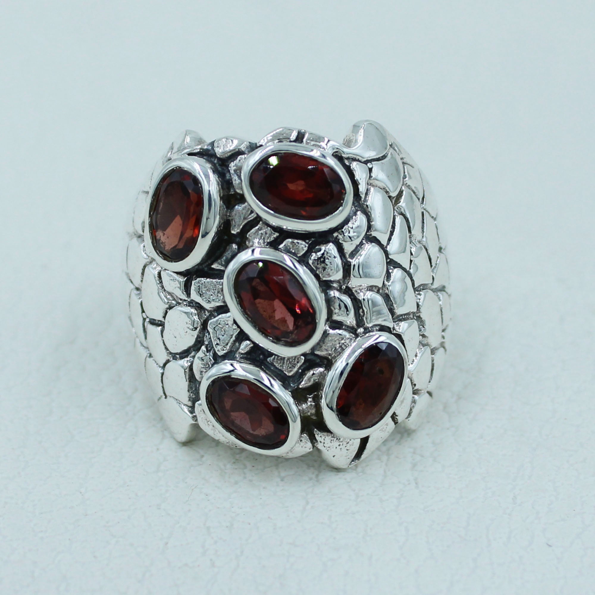 Garnet Solid Sterling Silver Ring