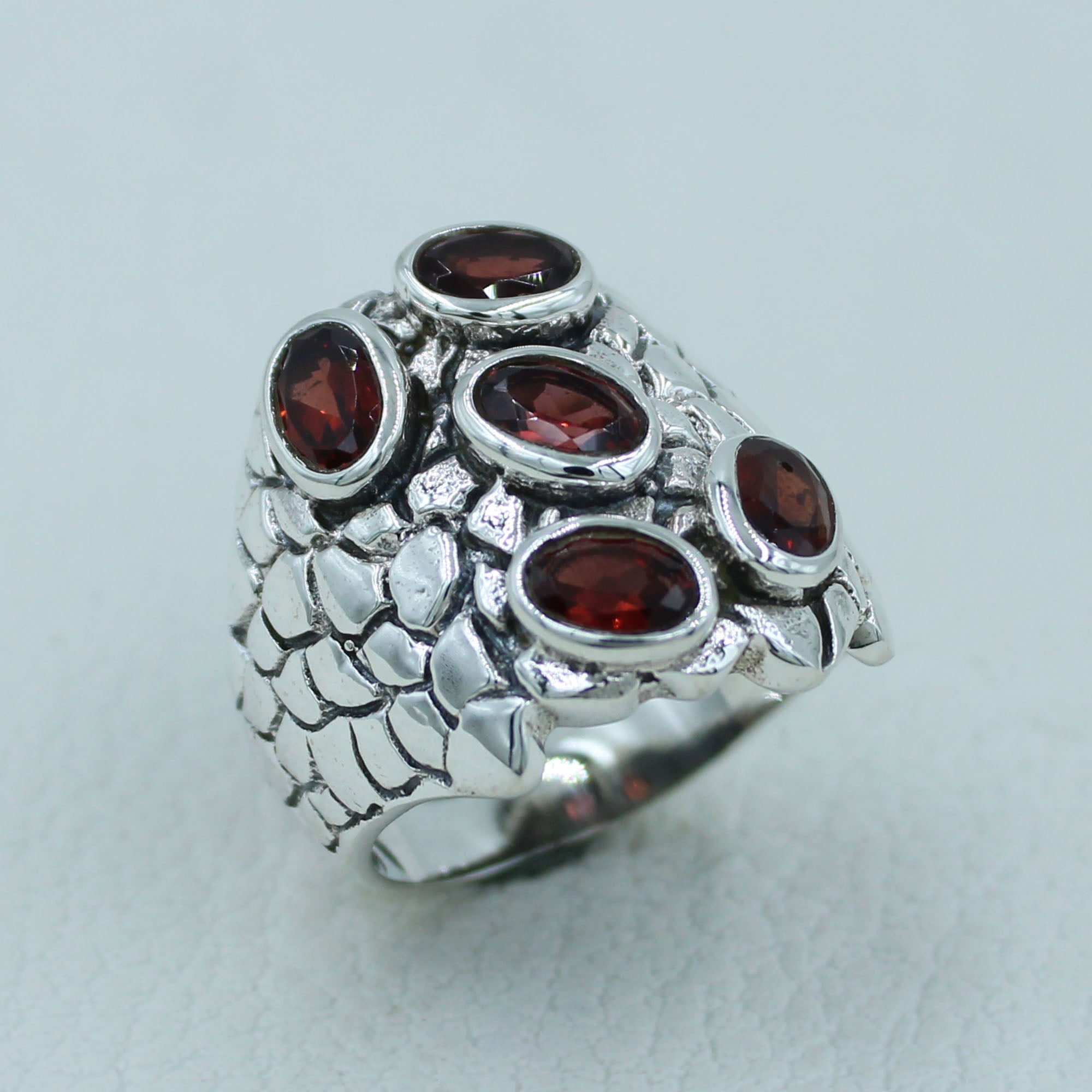 Garnet Solid Sterling Silver Ring