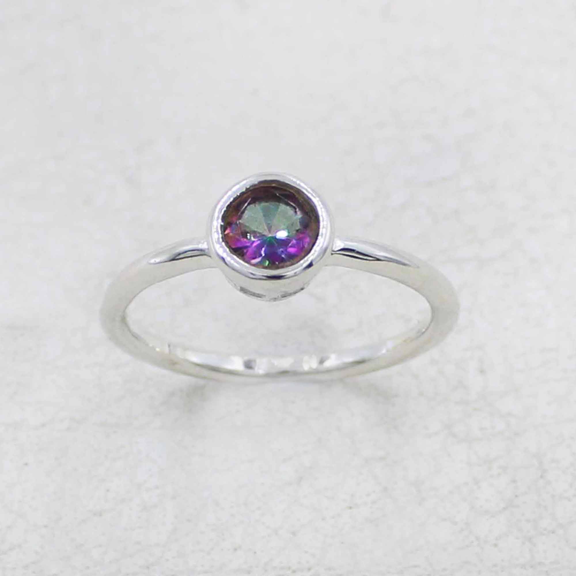 Minimalist Mystic Topaz Sterling Silver Ring