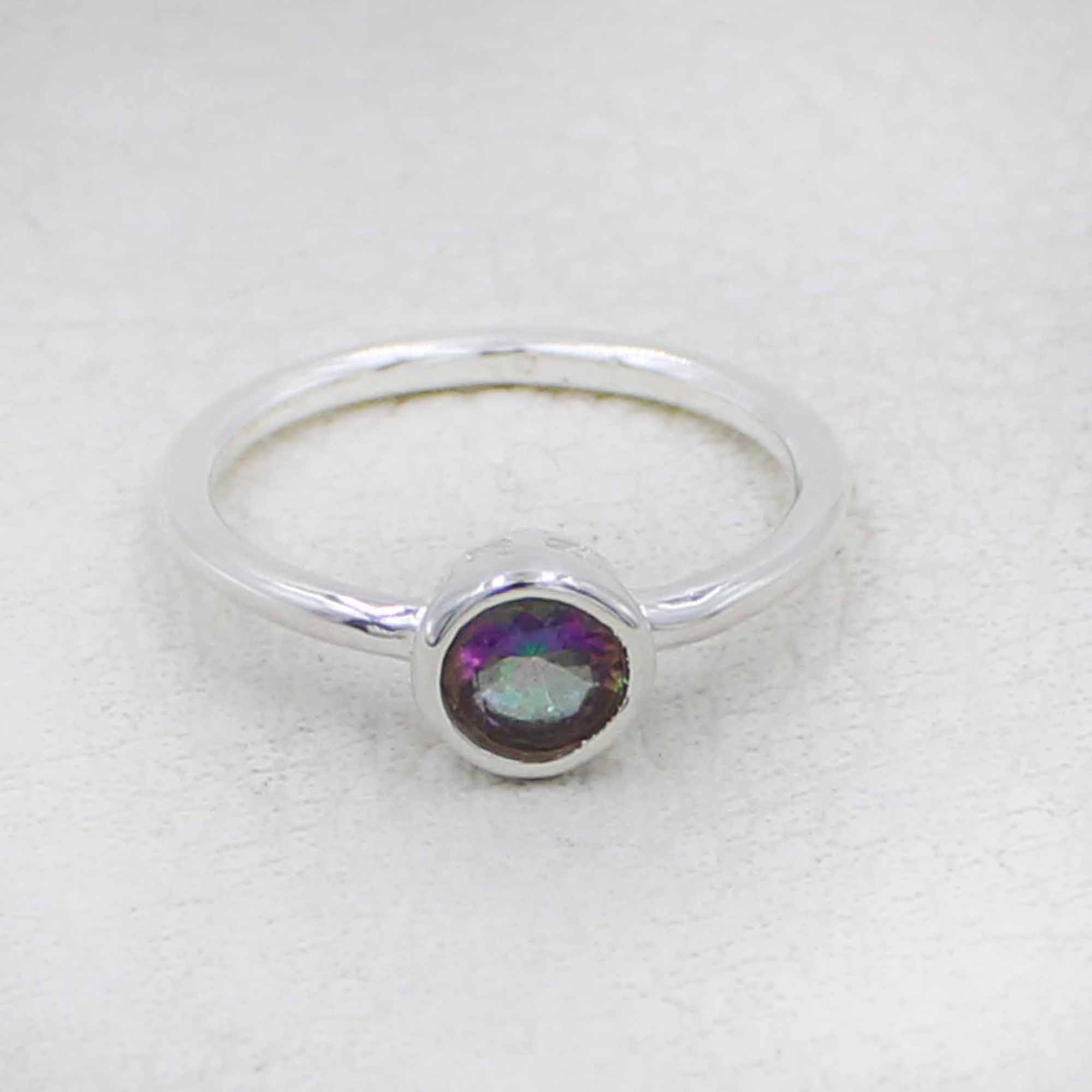 Minimalist Mystic Topaz Sterling Silver Ring