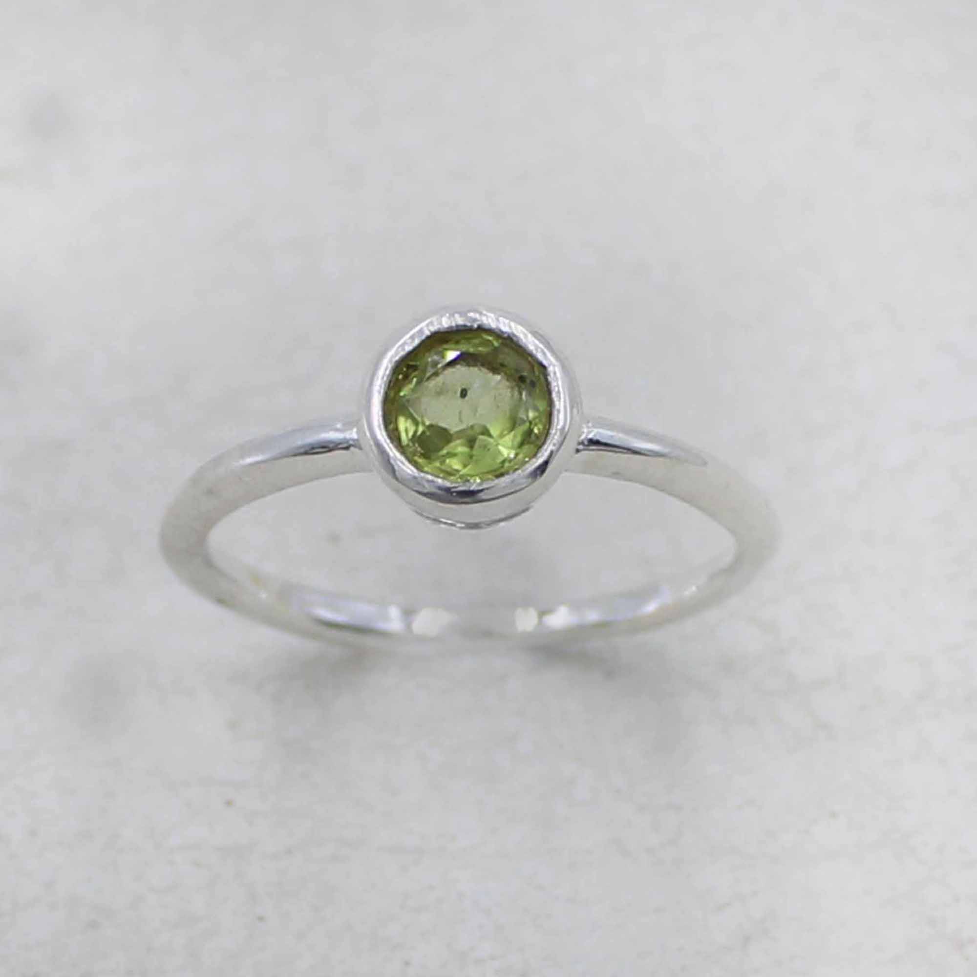 Minimalist Peridot Sterling Silver Ring