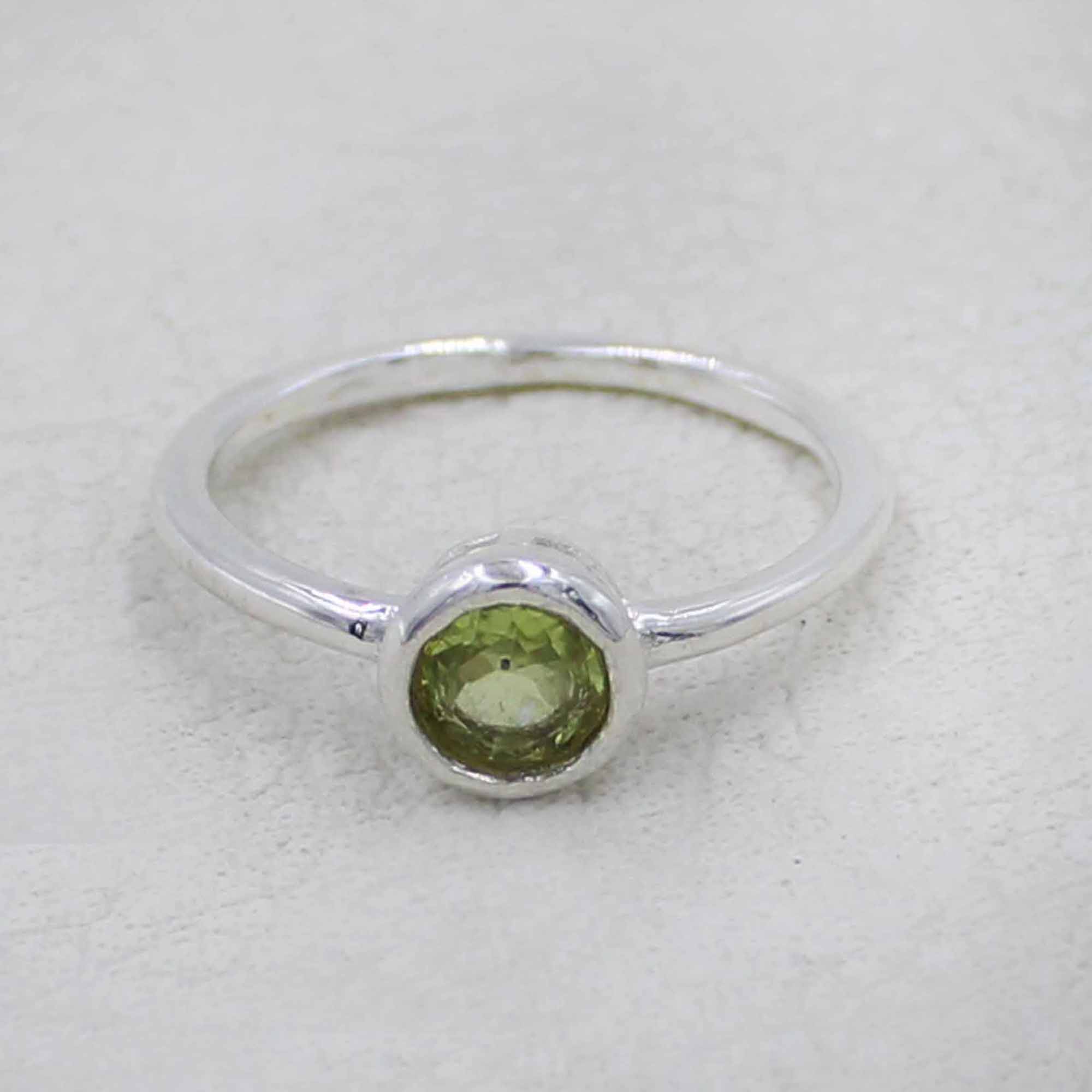 Minimalist Peridot Sterling Silver Ring