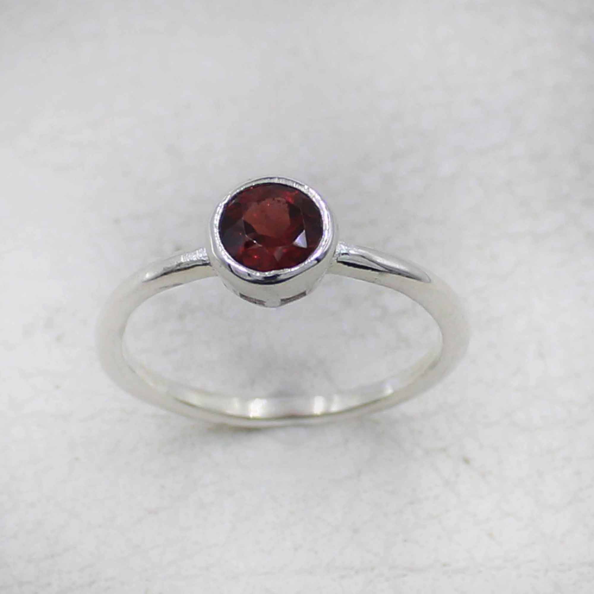 Minimalist Garnet Sterling Silver Ring