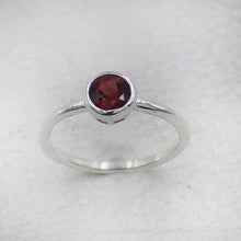 Minimalist Garnet Sterling Silver Ring