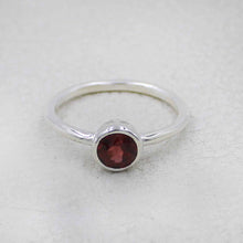 Minimalist Garnet Sterling Silver Ring