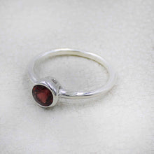 Minimalist Garnet Sterling Silver Ring