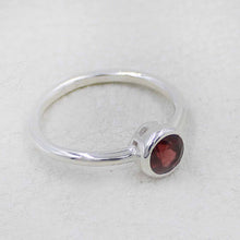 Minimalist Garnet Sterling Silver Ring