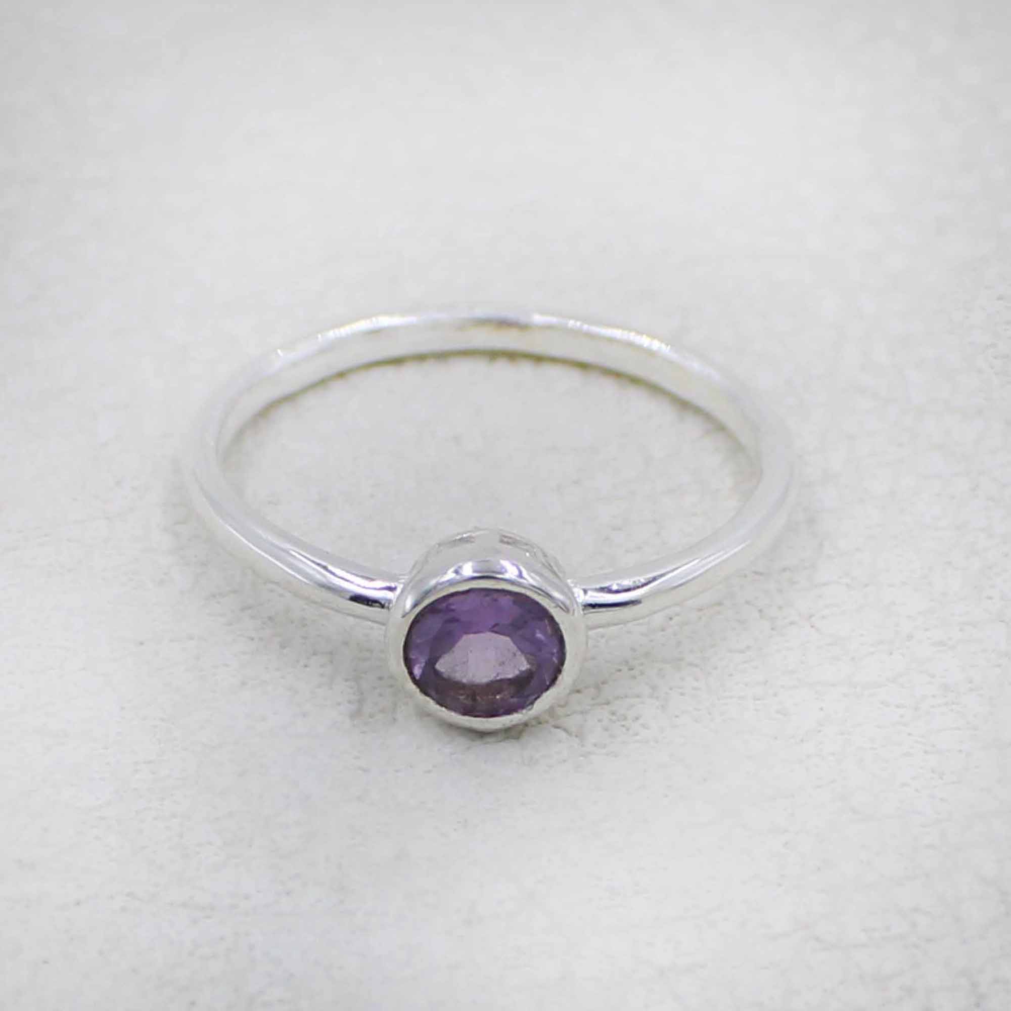 Minimalist Garnet Sterling Silver Ring