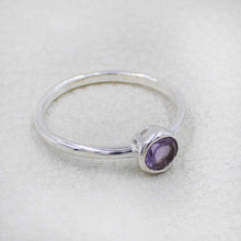 Minimalist Garnet Sterling Silver Ring