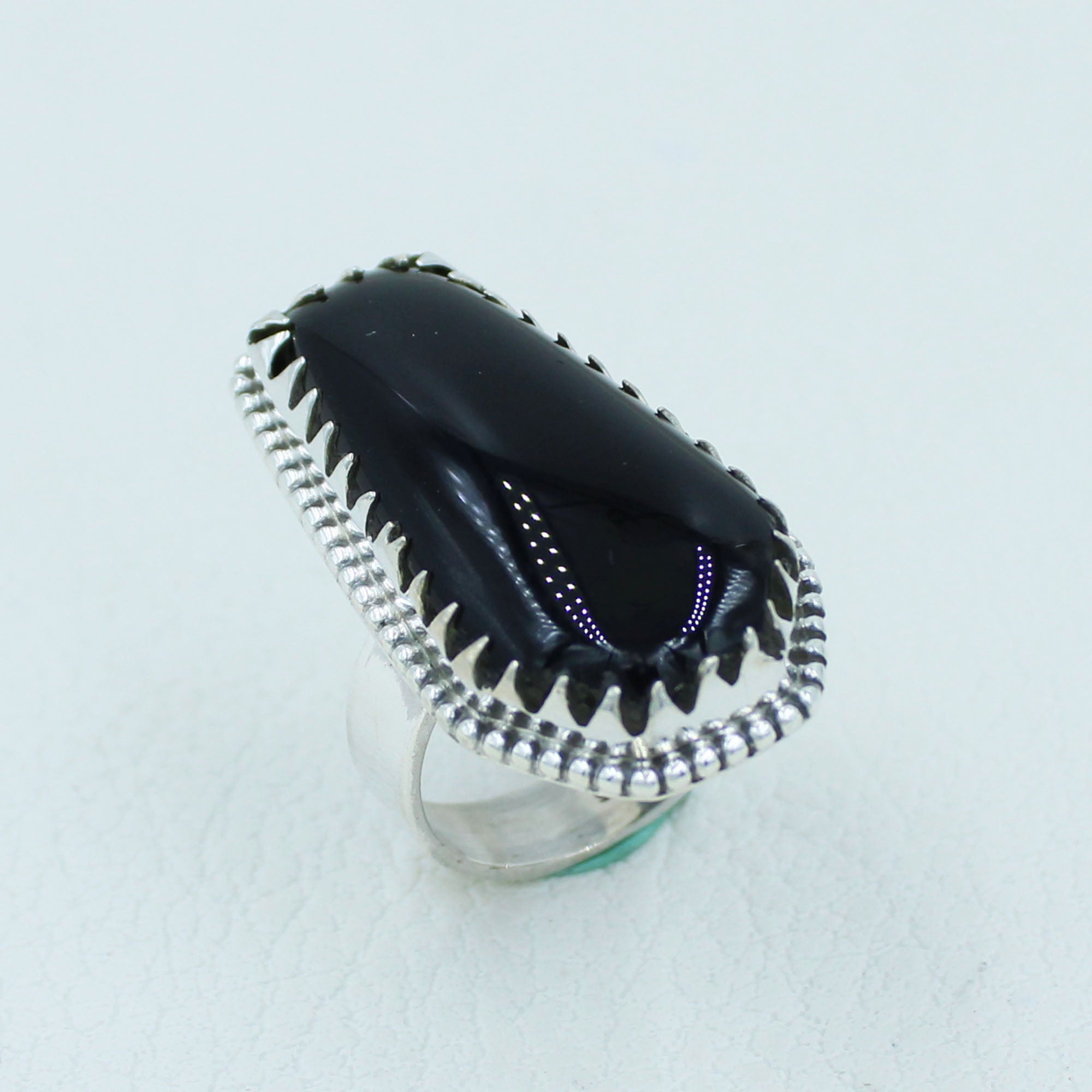 Black Onyx Sterling Silver Jewlery - Coffin Ring