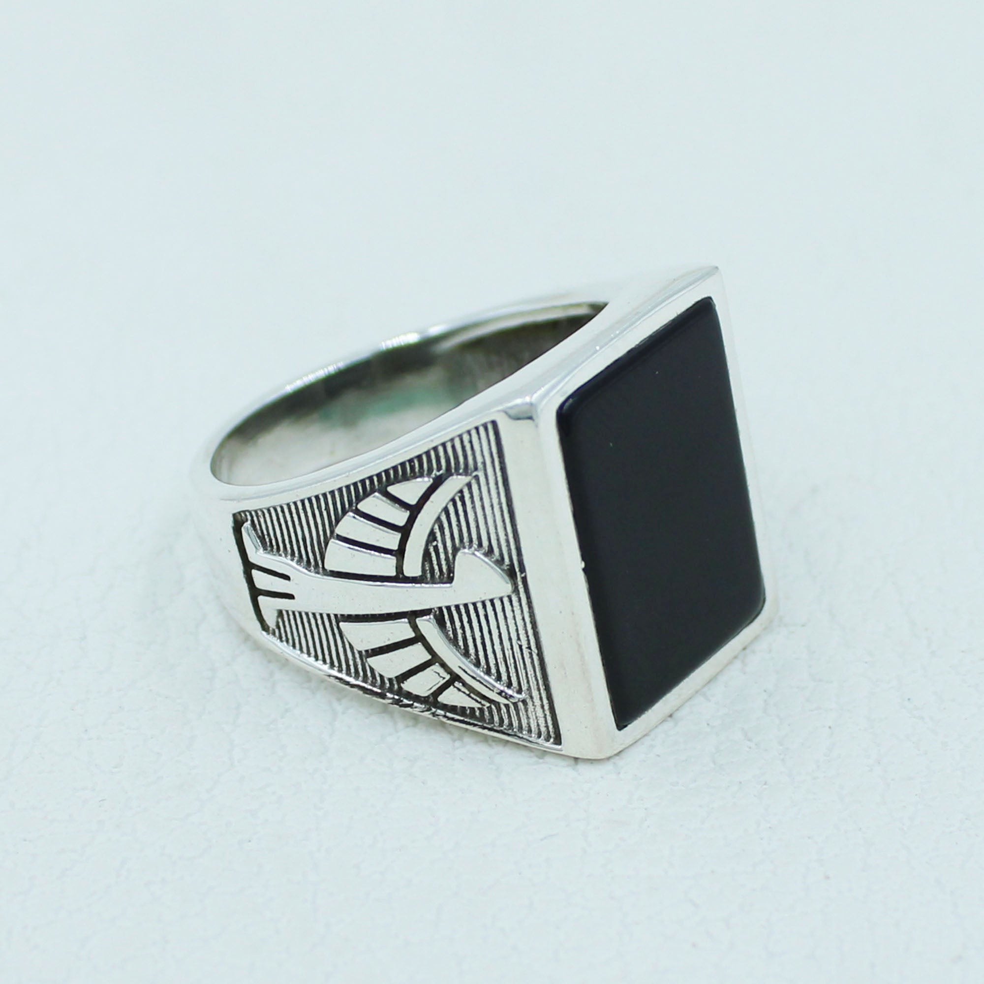 Black Onyx Eagle Men's Ring - Onyx Jewelry