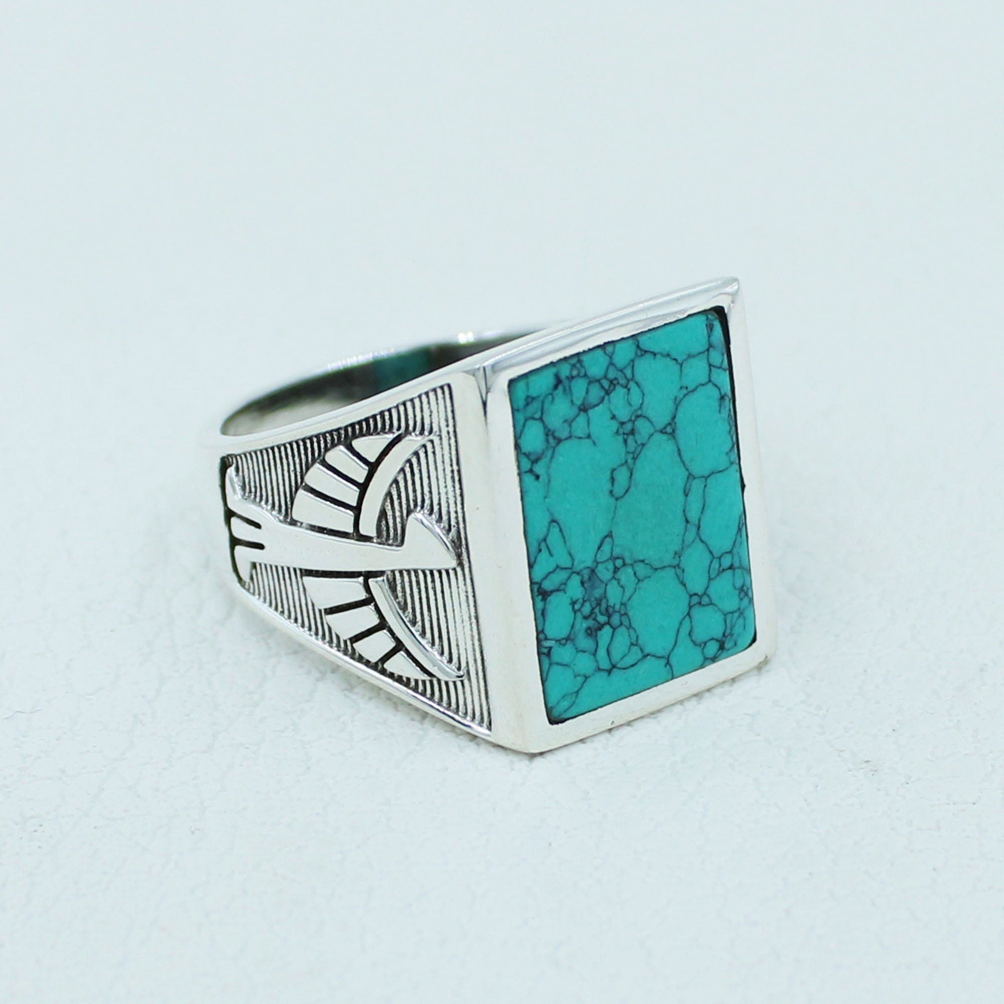 Eagle Men's Ring - Turquoise Silver Jewelry