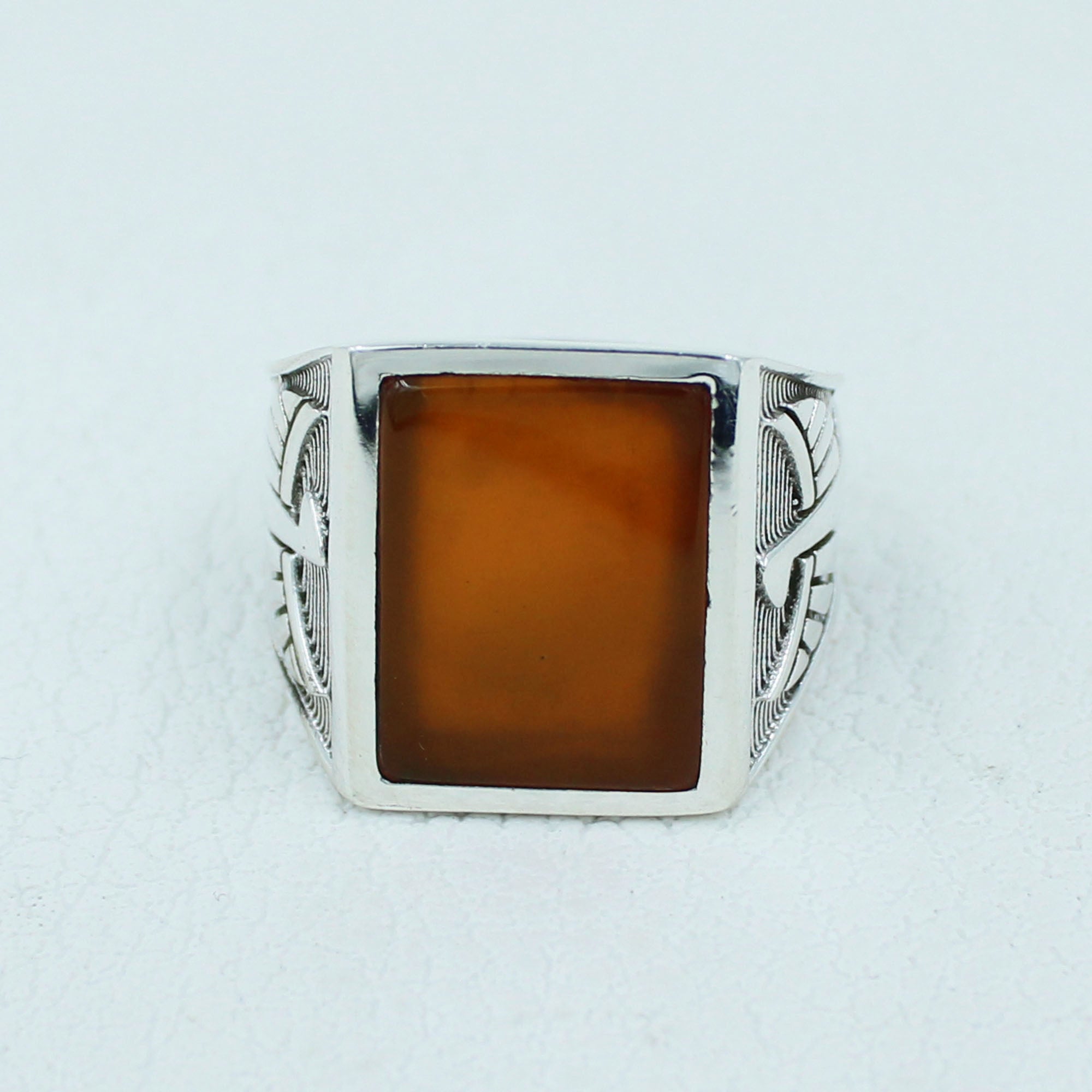 Carnelian Silver Ring - Men's Jewelry