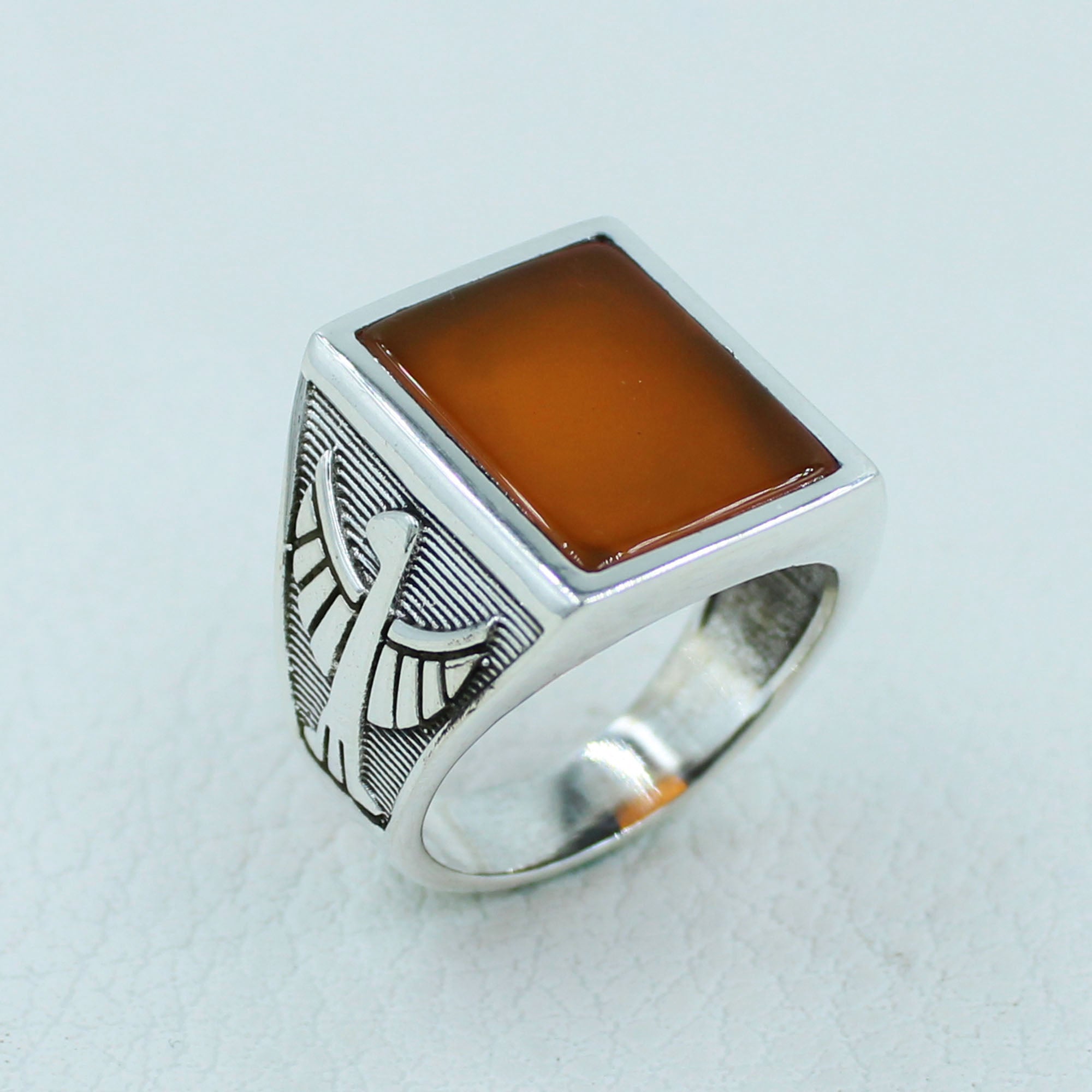 Carnelian Silver Ring - Men's Jewelry