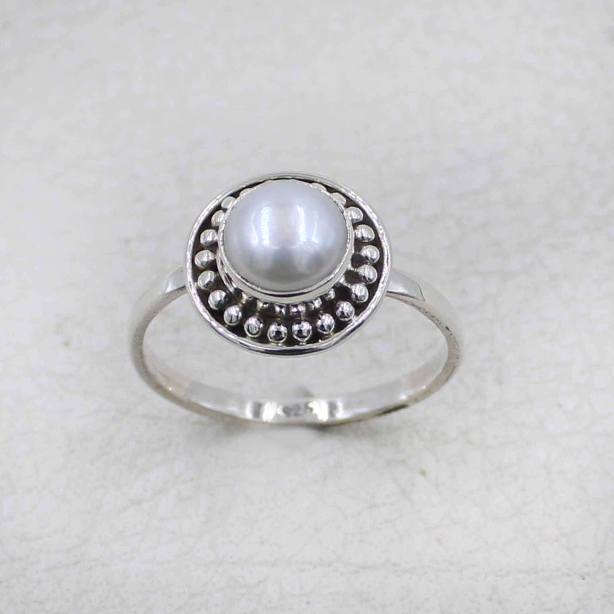 Handcrafted Sterling Silver Ring with Pearl