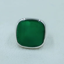 Green Onyx Silver Unisex Ring