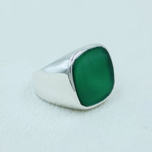 Green Onyx Silver Unisex Ring