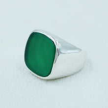 Green Onyx Silver Unisex Ring