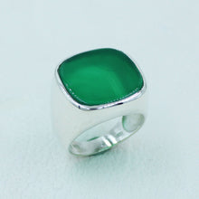 Green Onyx Silver Unisex Ring