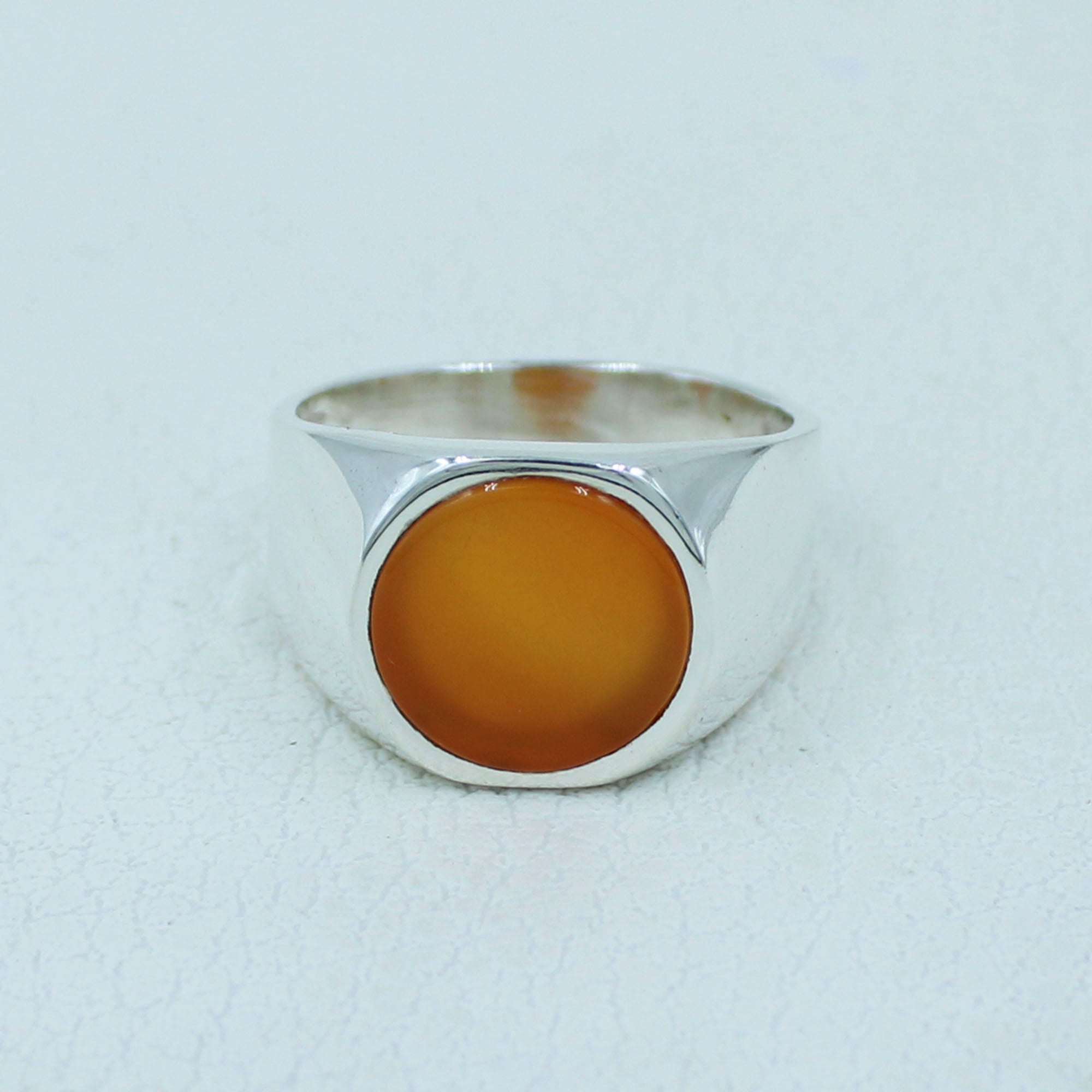 Round Carnelian Sterling Silver Ring