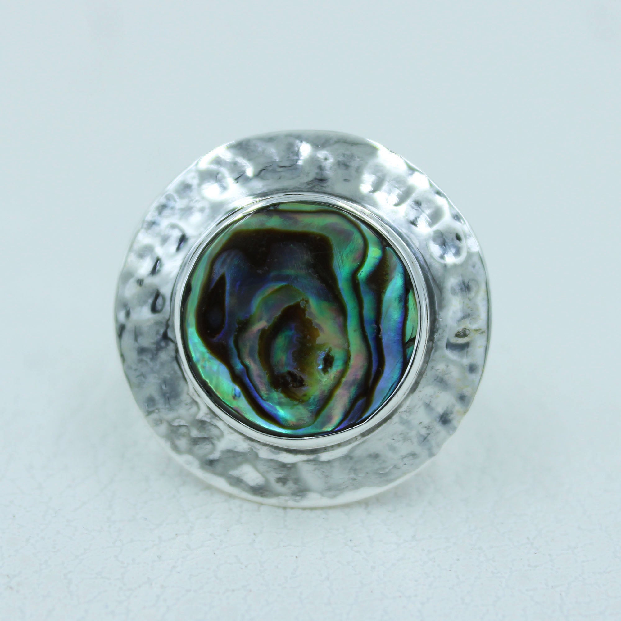 Abalone Shell Sterling Silver Textured Ring