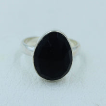 Black Spinal Checkerboard Cut Silver Ring