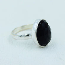 Black Spinal Checkerboard Cut Silver Ring