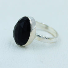 Black Spinal Checkerboard Cut Silver Ring