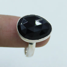 Black Spinal Checkerboard Cut Silver Ring