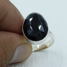 Black Spinal Checkerboard Cut Silver Ring