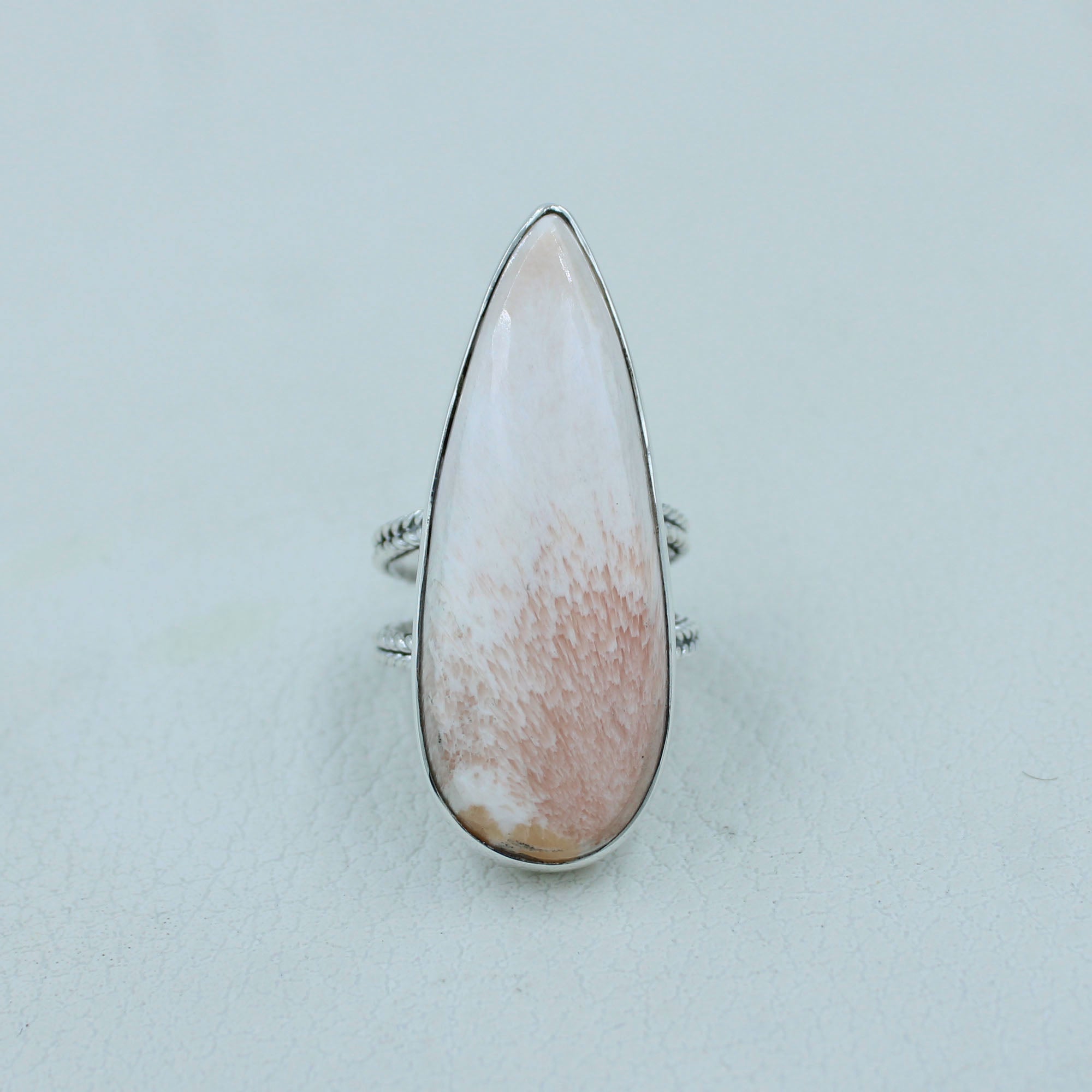 Pink Scolecite Sterling Silver Handmade Ring