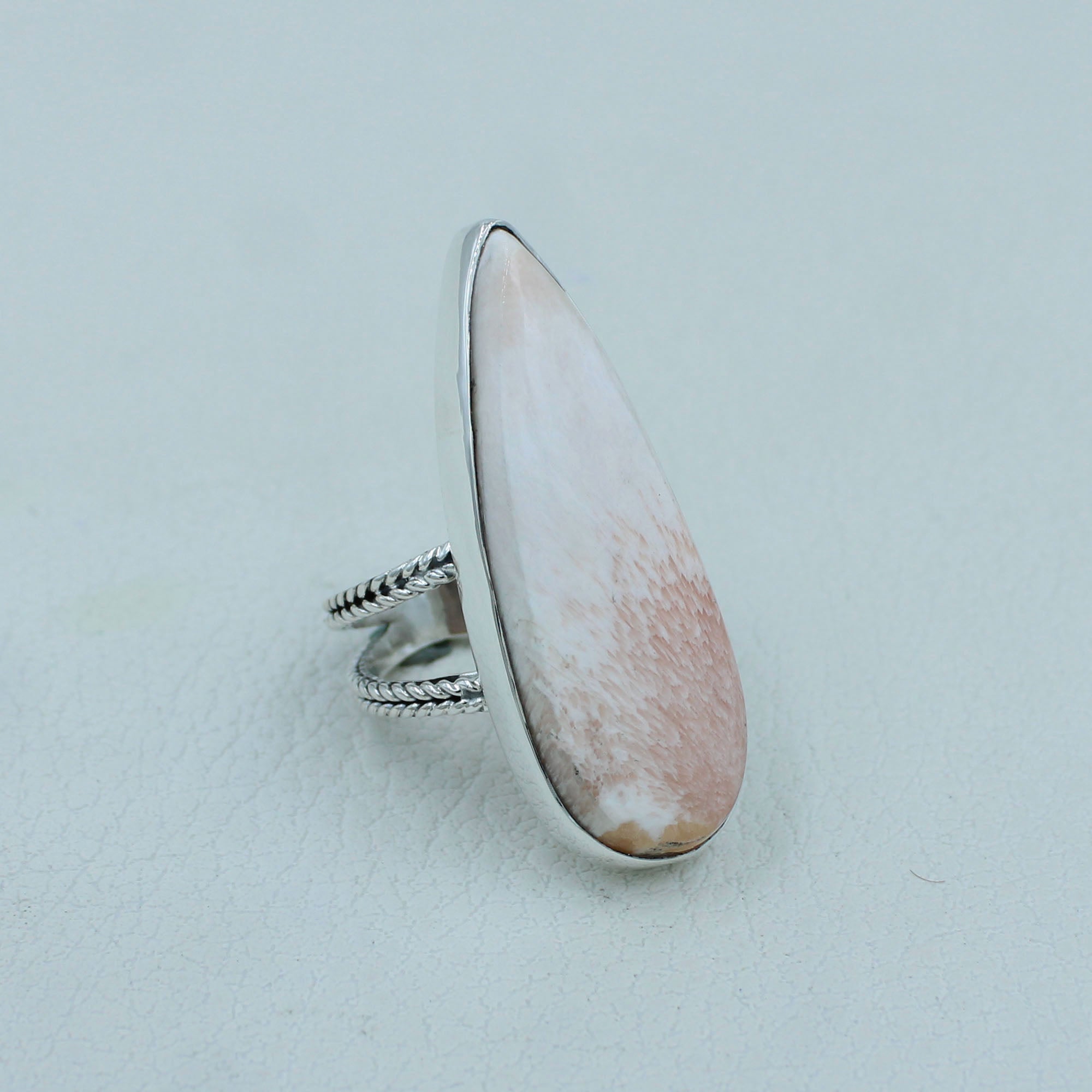 Pink Scolecite Sterling Silver Handmade Ring