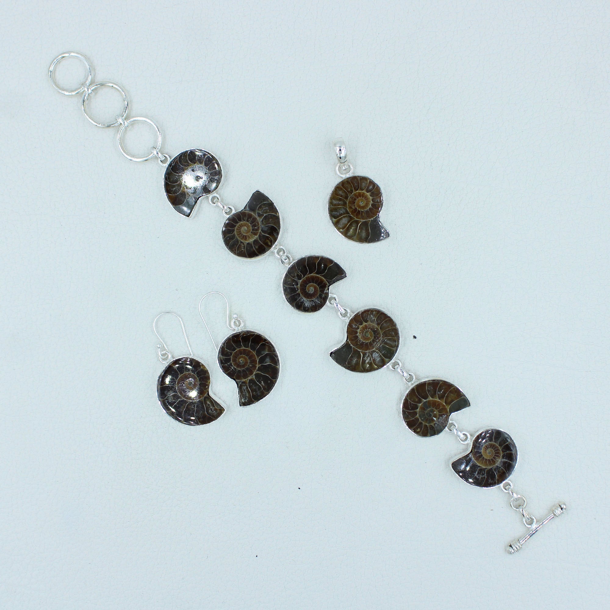 Millions of Years old Fossil Ammonite Jewelry Set