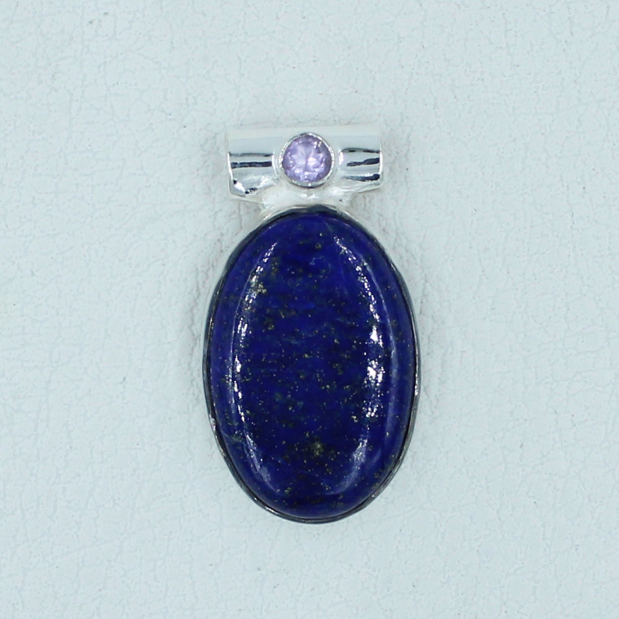 Lapis Lazuli and Amethyst Sterling Silver Pendant