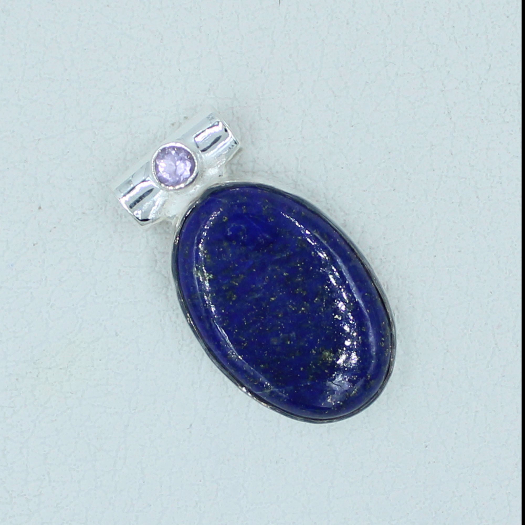 Lapis Lazuli and Amethyst Sterling Silver Pendant