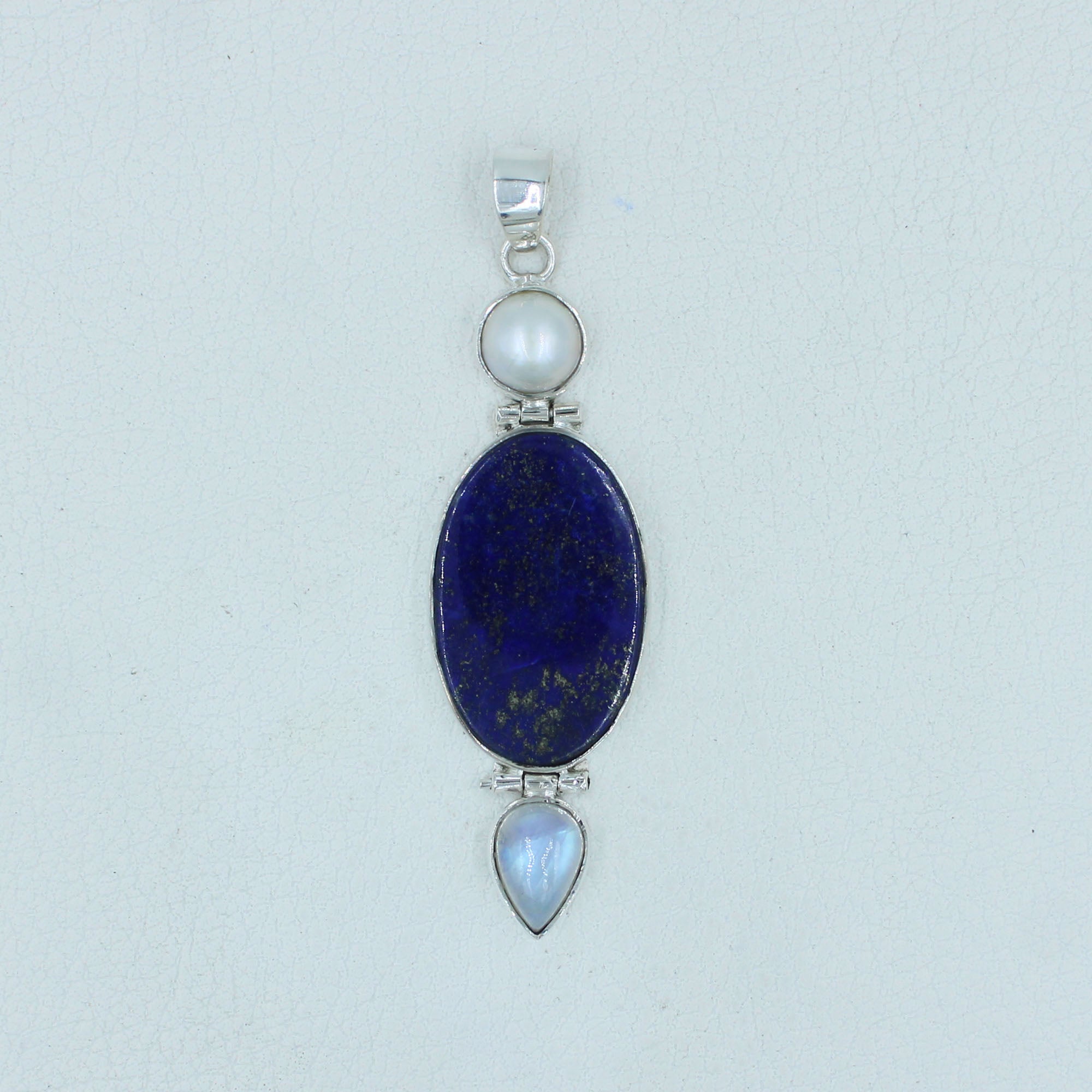 Lapis Lazuli, Moonstone & Pearl Sterling Silver Pendant