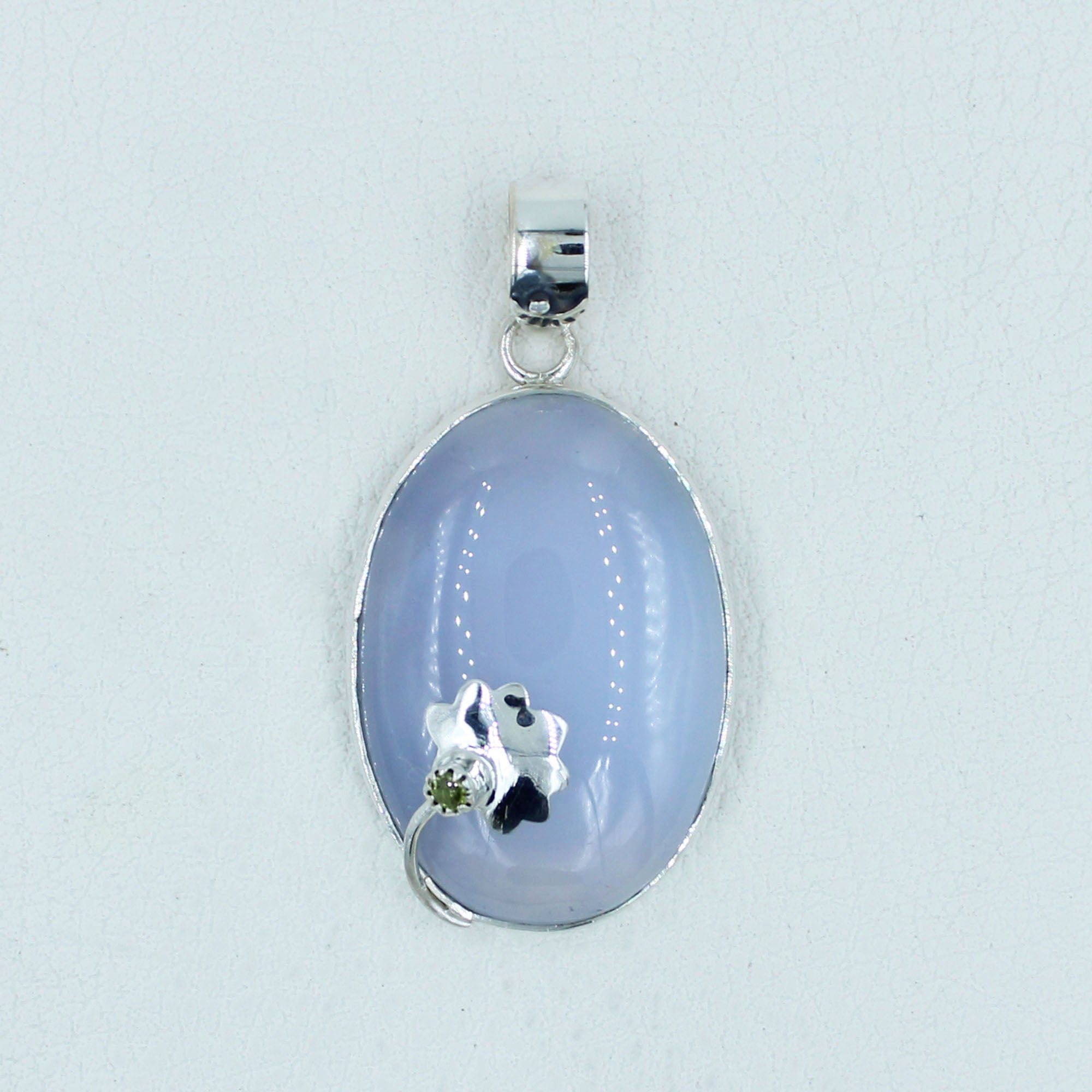 Blue Chalcedony Sterling Silver Handmade Pendant