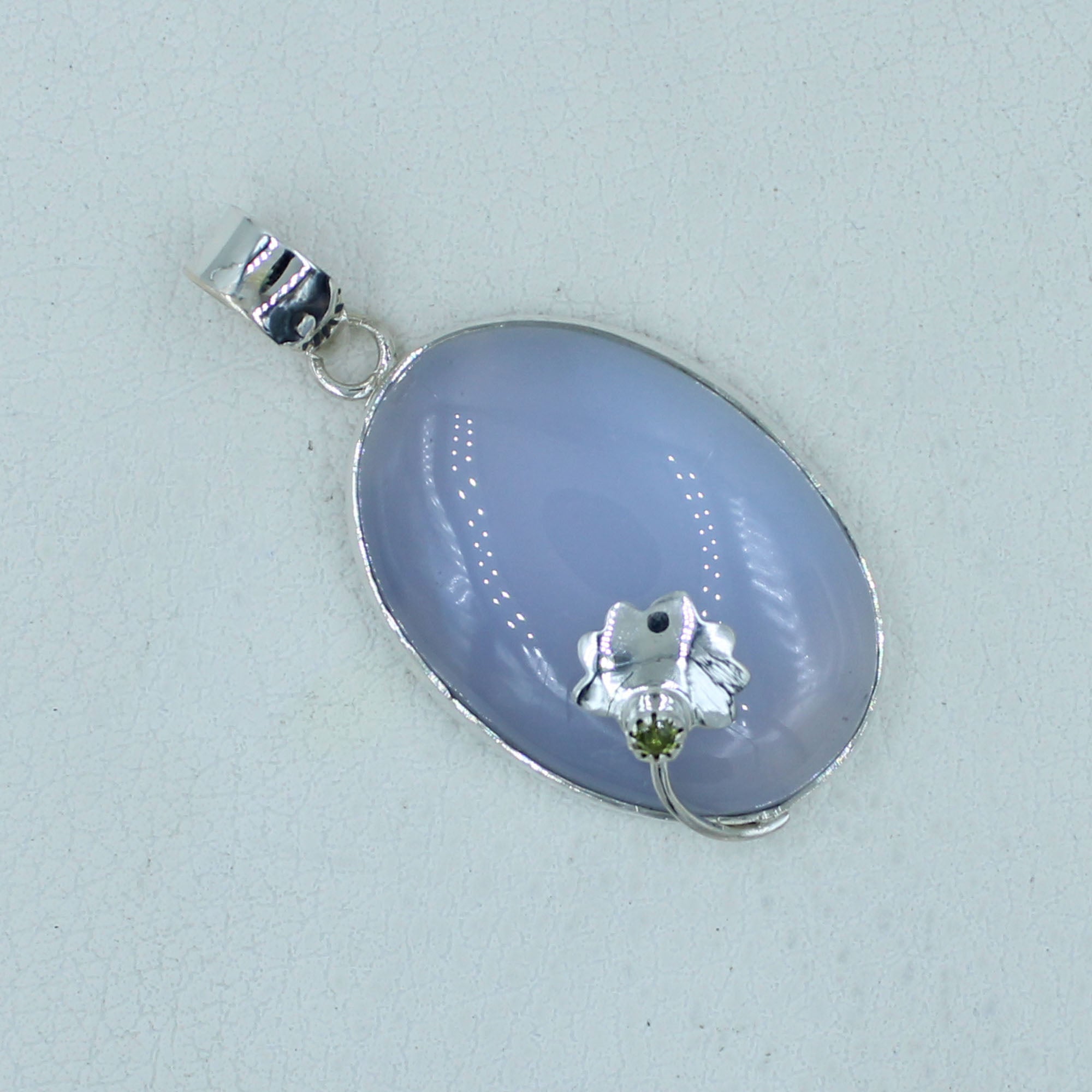 Blue Chalcedony Sterling Silver Handmade Pendant