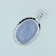 Natural Blue Chalcedony Silver Pendant