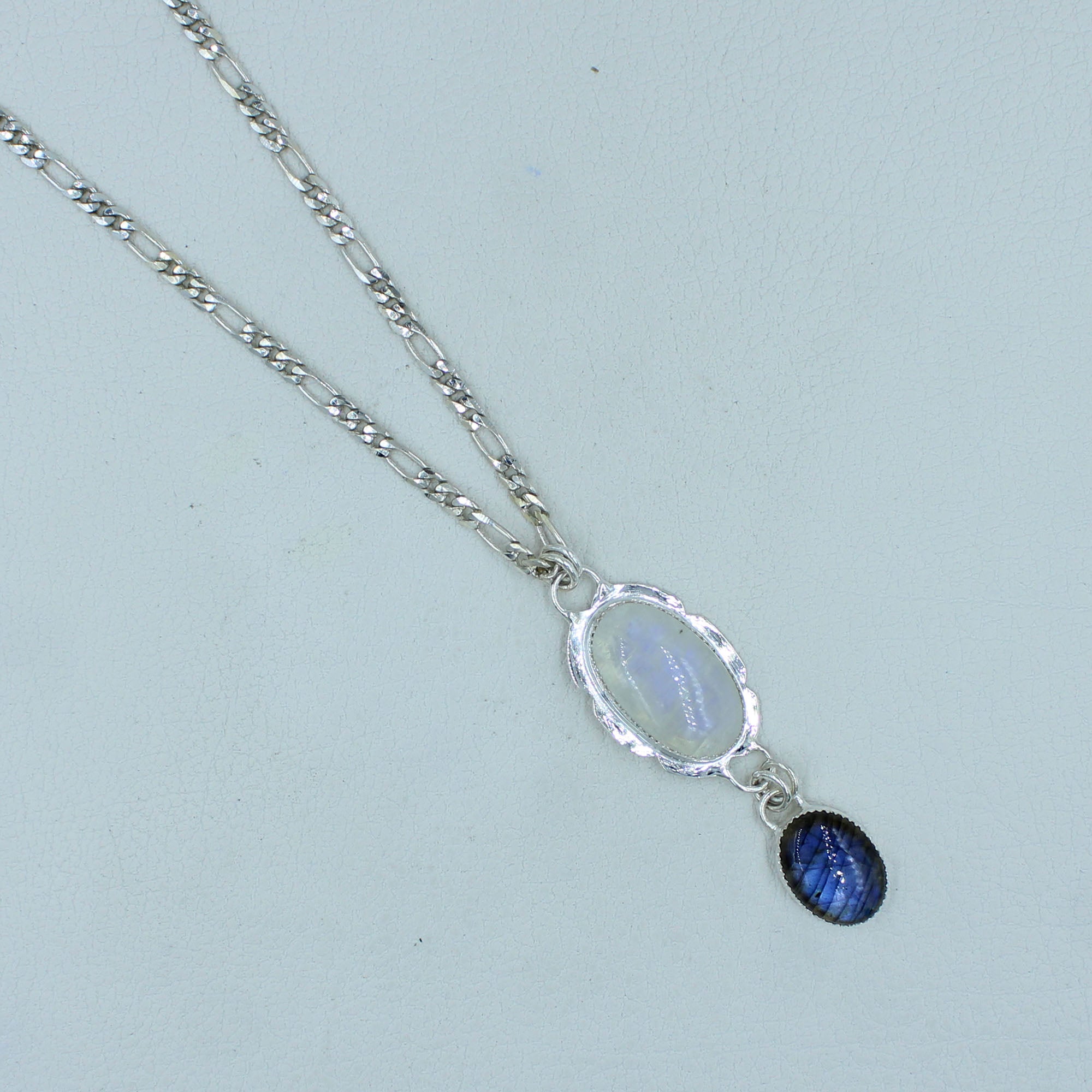 Moonstone, Labradorite Sterling Silver Chain Necklace