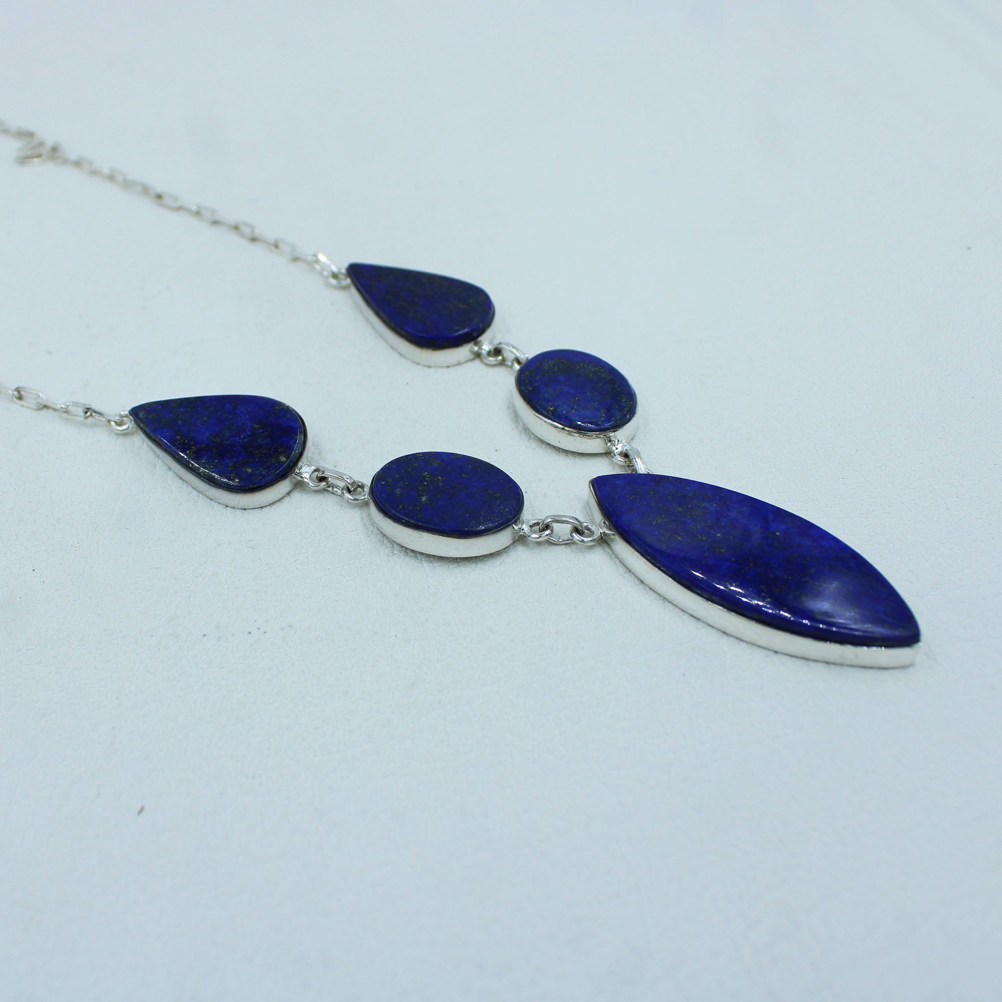 Gorgeous Lapis Lazuli Sterling Silver Chain Necklace