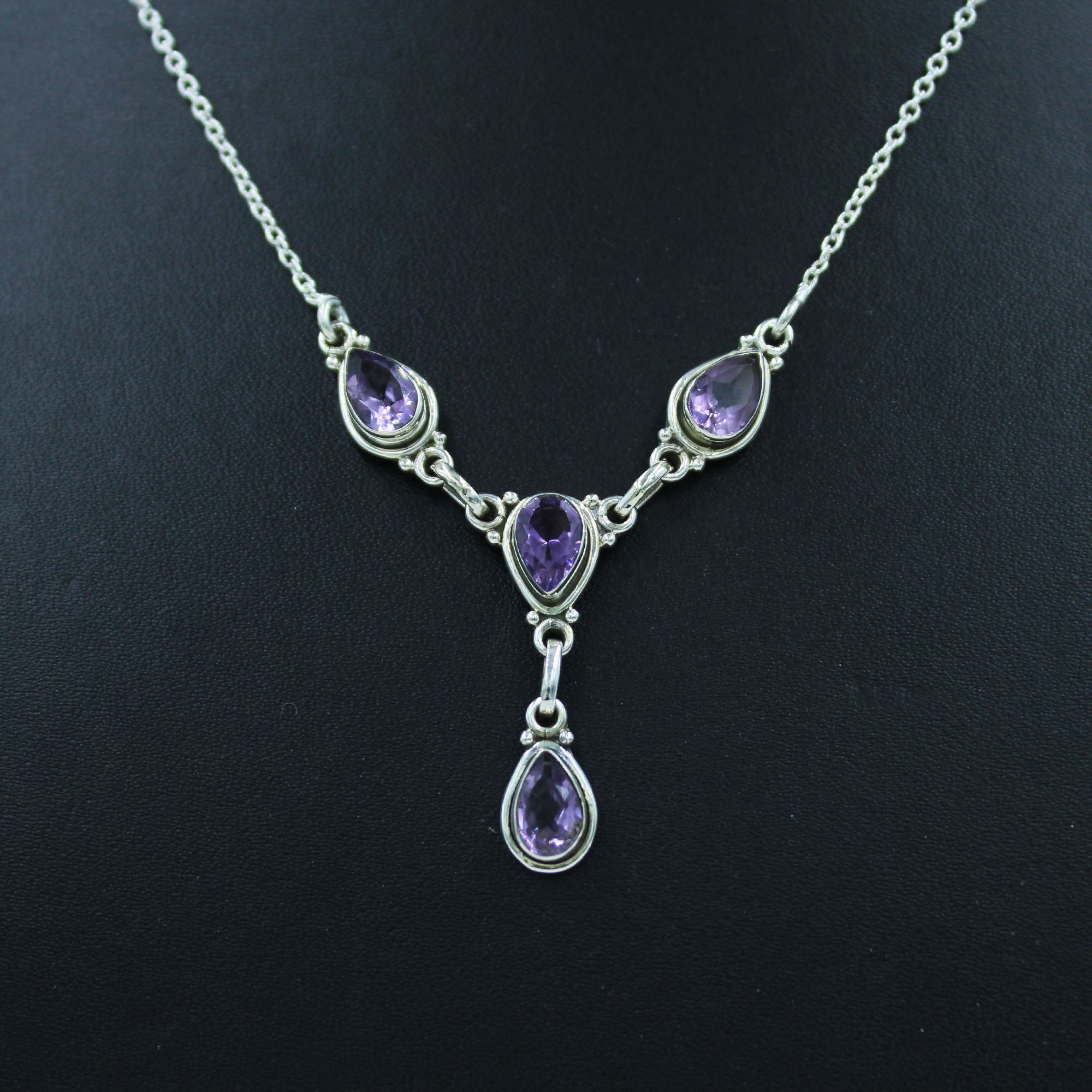 Natural Amethyst Sterling Silver Necklace