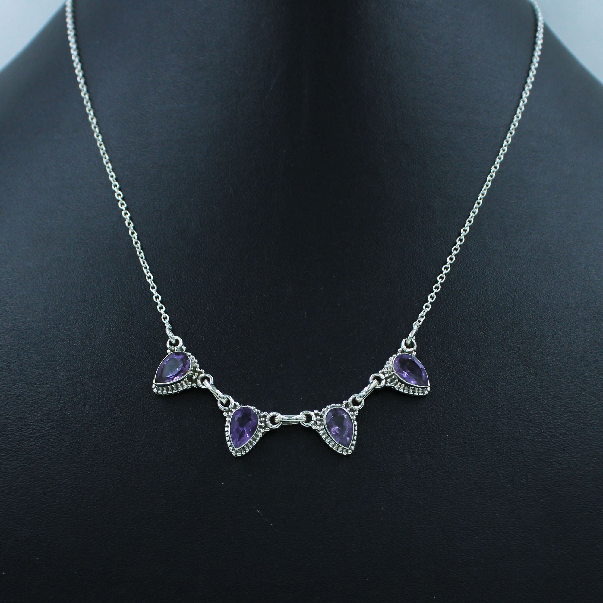 Natural Amethyst Sterling Silver Women Necklace